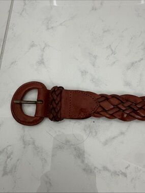 Braided Leather Belt in Chestnut Brown